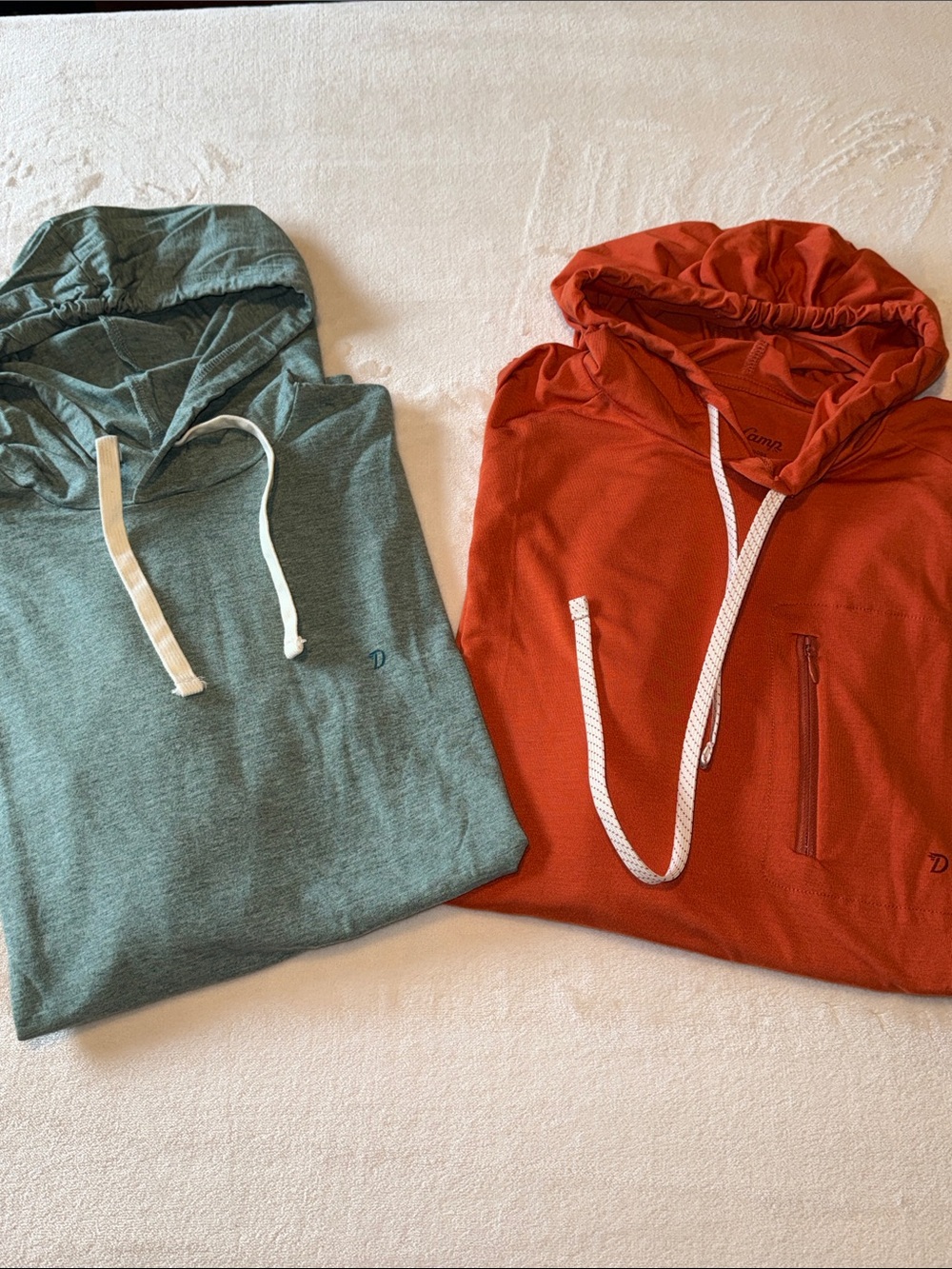 2 EUC Duck Camp LS Hooded Bamboo Tees - Size Small